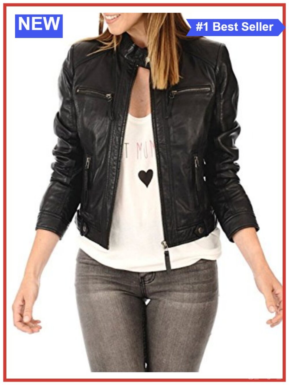 Lambskin Leather Biker Moto Jacket Asymmetric Zip Fitted